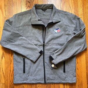 Gray Full-Zip Jacket with Blue Jays Logo
